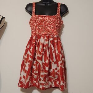 Y2K BB Dakota Silk Red Tie Dye Mini Dress cotton lined Festival SZ 4